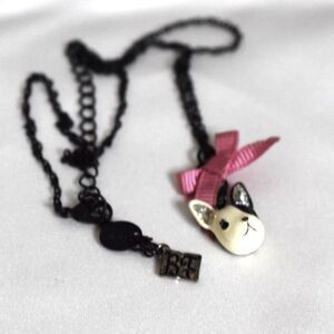 Trendy Black Metal 14" Link Chain White/Black Rhinestone Accent Dog Necklace